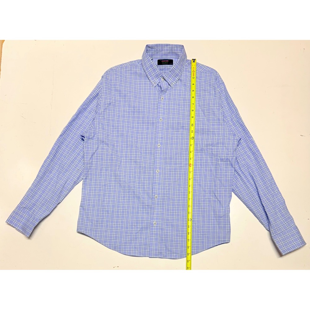Twillory Untuckable Glow Shirt Mens L-XL Tailored‎ Fit Blue Plaid Long Sleeve
